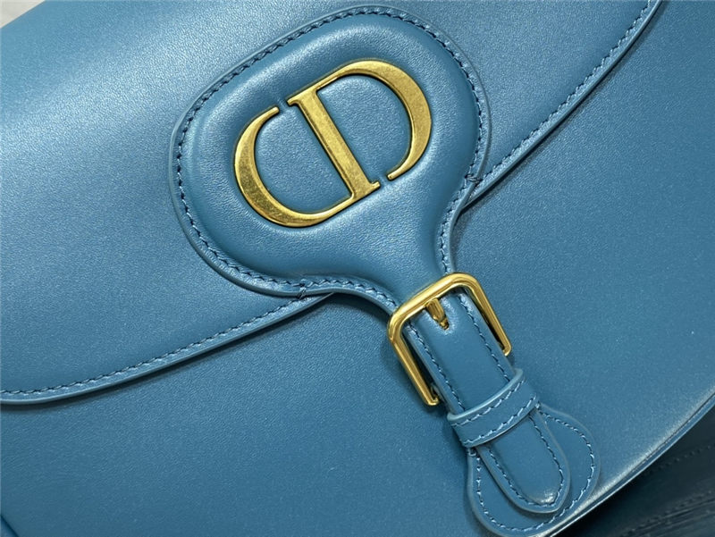 LARGE Dior BOBBY BAG Box Calfskin with Blue Dior Oblique Embroidered Strap Blue High