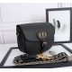 LARGE Dior BOBBY BAG Grained Calfskin with Blue Dior Oblique Embroidered Strap Black High