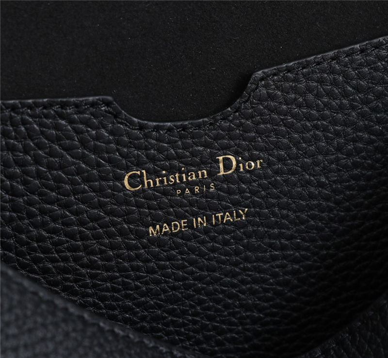 LARGE Dior BOBBY BAG Grained Calfskin with Blue Dior Oblique Embroidered Strap Black High