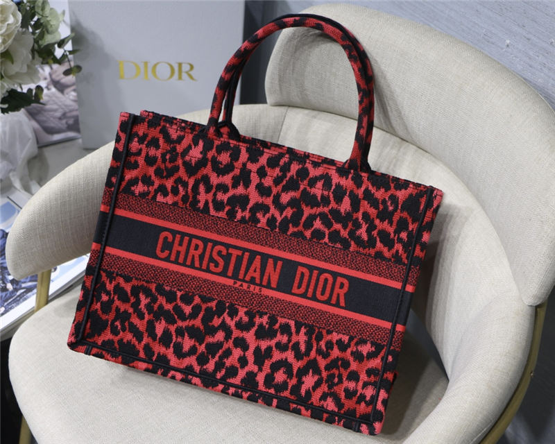 MEDIUM Dior BOOK TOTE Multicolor Mizza Embroidery Red High