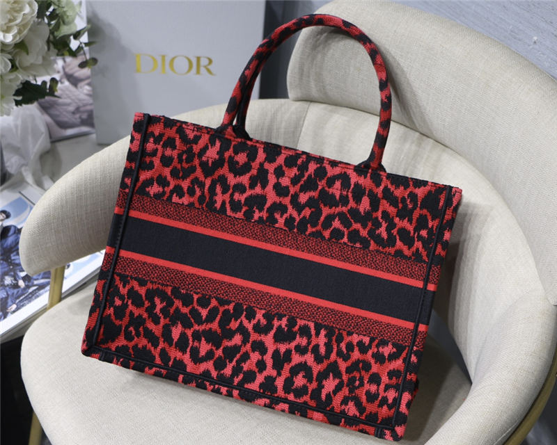 MEDIUM Dior BOOK TOTE Multicolor Mizza Embroidery Red High