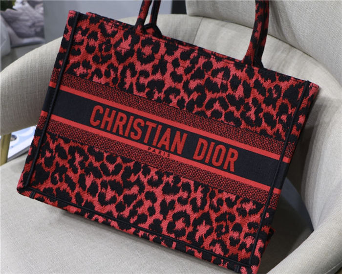 MEDIUM Dior BOOK TOTE Multicolor Mizza Embroidery Red High