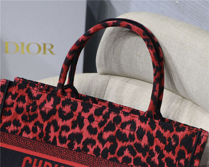 MEDIUM Dior BOOK TOTE Multicolor Mizza Embroidery Red High