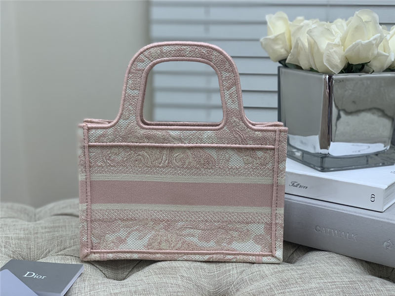 MINI Dior BOOK TOTE Toile de Jouy Embroidery Pink High