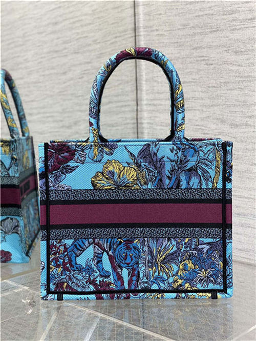 SMALL Dior BOOK TOTE Toile de Jouy Voyage Embroidery Blue High