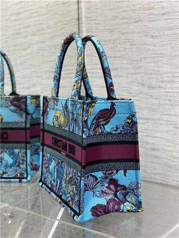 SMALL Dior BOOK TOTE Toile de Jouy Voyage Embroidery Blue High