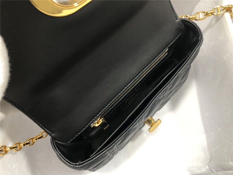 SMALL Dior CARO BAG Supple Cannage Calfskin Black High