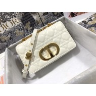 SMALL Dior CARO BAG Supple Cannage Calfskin White High