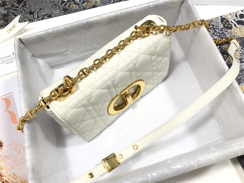 SMALL Dior CARO BAG Supple Cannage Calfskin White High