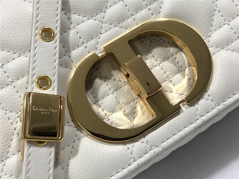 SMALL Dior CARO BAG Supple Cannage Calfskin White High