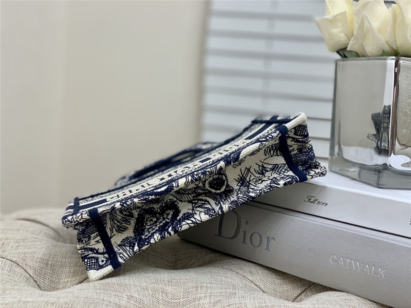 MINI Dior BOOK TOTE Toile de Jouy Embroidery Blue High