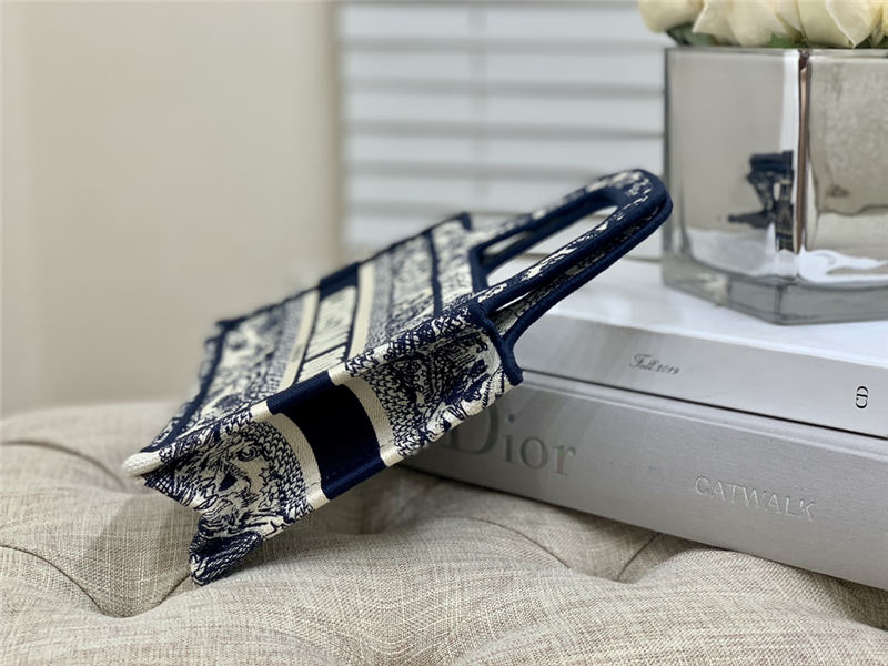 MINI Dior BOOK TOTE Toile de Jouy Embroidery Blue High