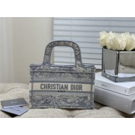 MINI Dior BOOK TOTE Toile de Jouy Embroidery Grey Reverse High