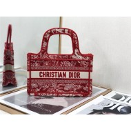 MINI Dior BOOK TOTE Toile de Jouy Embroidery Red High