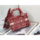 MINI Dior BOOK TOTE Toile de Jouy Embroidery Red High