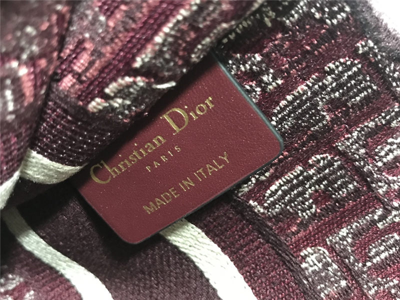 MINI Dior BOOK TOTE Dior Oblique Embroidery Burgundy High