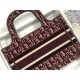 MINI Dior BOOK TOTE Dior Oblique Embroidery Burgundy High