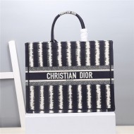 LARGE Dior BOOK TOTE D-Stripes Embroidery Blue High