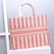 LARGE Dior BOOK TOTE D-Stripes Embroidery Pink High