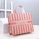 LARGE Dior BOOK TOTE D-Stripes Embroidery Pink High