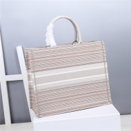 LARGE Dior BOOK TOTE Multicolor Stripes Embroidery High