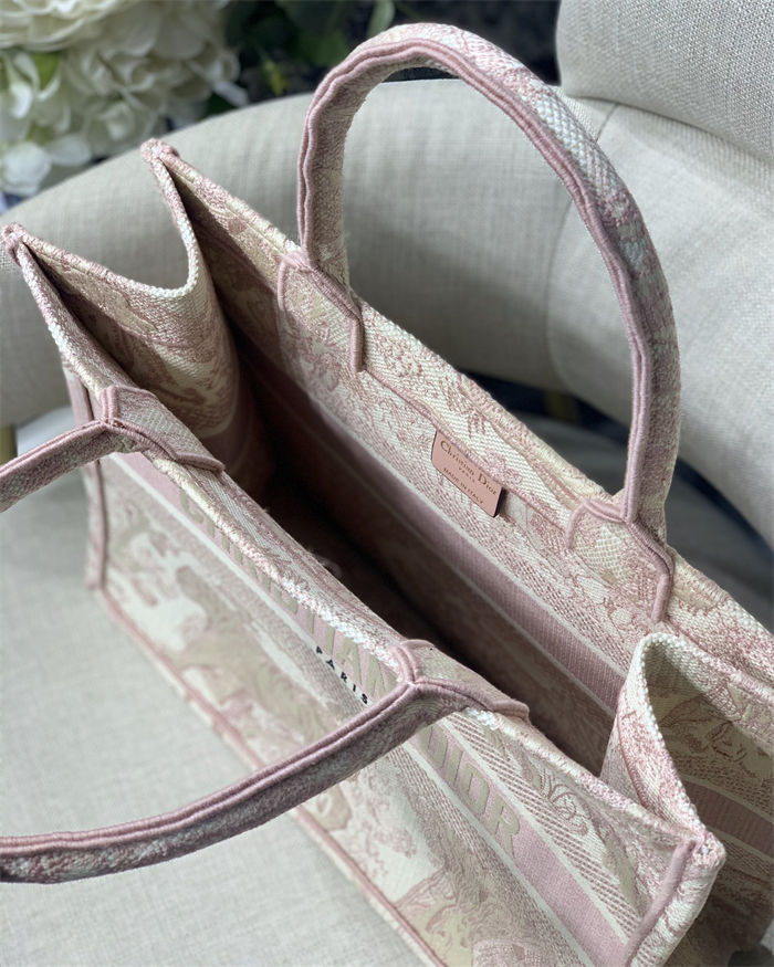 MEDIUM Dior BOOK TOTE Toile de Jouy Embroidery Pink High