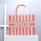 MEDIUM Dior BOOK TOTE D-Stripes Embroidery Pink High