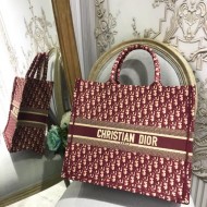 LARGE Dior BOOK TOTE Dior Oblique Embroidery Burgundy High