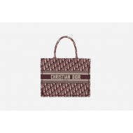 MEDIUM Dior BOOK TOTE Dior Oblique Embroidery Burgundy High