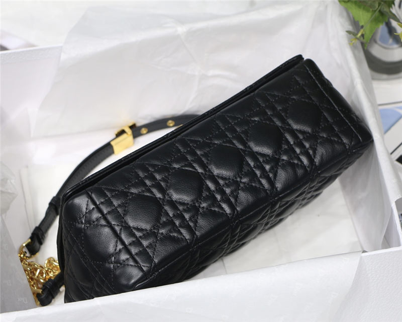 MEDIUM Dior CARO BAG Supple Cannage Calfskin Black High