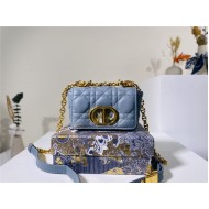 MICRO Dior CARO BAG Supple Cannage Calfskin Blue Mid