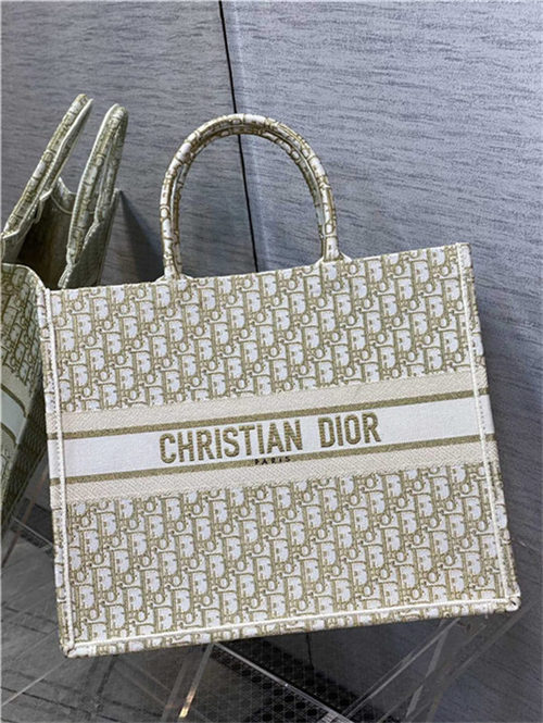 LARGE Dior BOOK TOTE Dior Oblique Embroidery Gold High