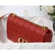 Dior LARGE CARO BAG Calfskin Red mid