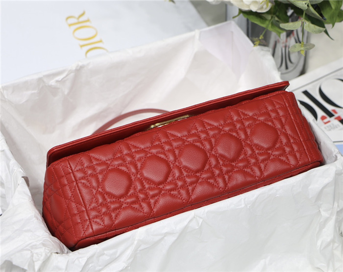 Dior LARGE CARO BAG Calfskin Red mid