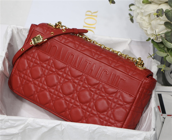 Dior LARGE CARO BAG Calfskin Red mid