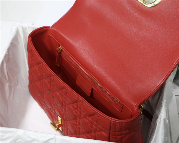 Dior LARGE CARO BAG Calfskin Red mid