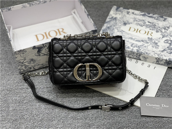 Dior SMALL CARO BAG Calfskin Black mid