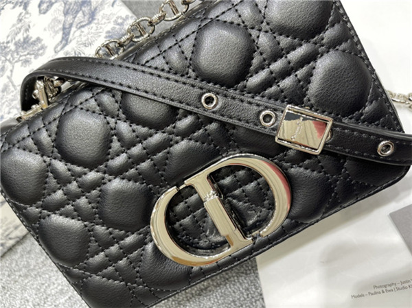 Dior SMALL CARO BAG Calfskin Black mid