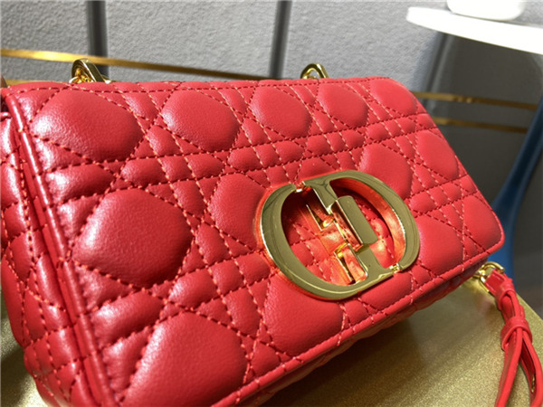 Dior SMALL CARO BAG Calfskin Red mid