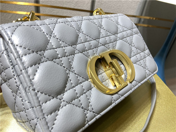 Dior SMALL CARO BAG Calfskin Grey mid