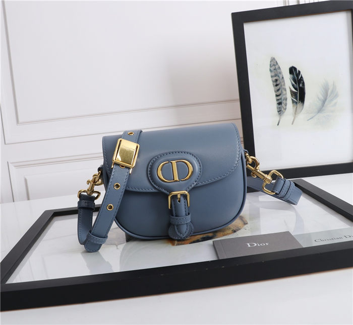 SMALL Dior BOBBY BAG Denim Blue Box Calfskin mid