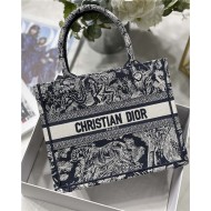 SMALL Dior BOOK TOTE Toile de Jouy Embroidery Blue High