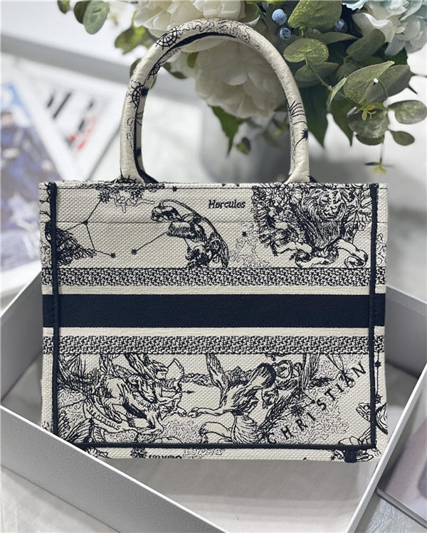 SMALL Dior BOOK TOTE Toile de Jouy Zodiac Embroidery Latte High