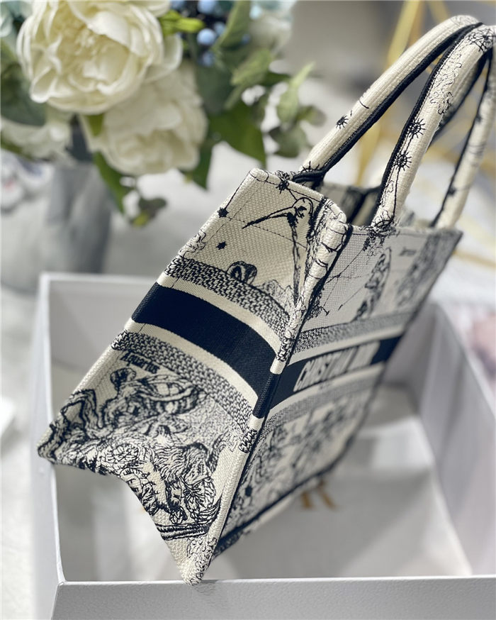 SMALL Dior BOOK TOTE Toile de Jouy Zodiac Embroidery Latte High