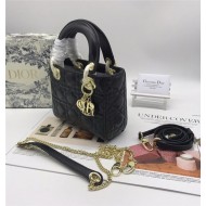 MINI LADY Dior BAG Black Cannage Lambskin Gold Hardware mid