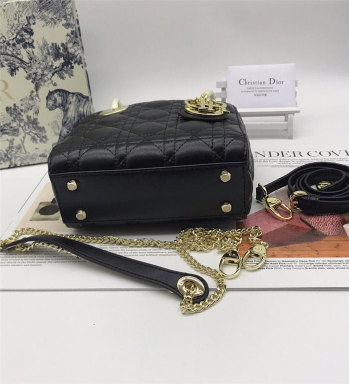 MINI LADY Dior BAG Black Cannage Lambskin Gold Hardware mid