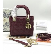 MINI LADY Dior BAG Burgundy Cannage Lambskin Gold Hardware mid