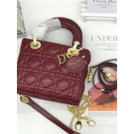 MINI LADY Dior BAG Burgundy Cannage Lambskin Gold Hardware mid