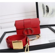 30 MONTAIGNE BOX BAG Enamel Buckle Calfskin Red High