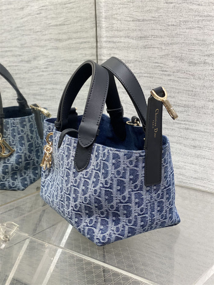 SMALL DIOR TOUJOURS BAG Denim Blue High